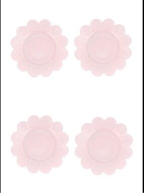 🆕-Target Set of 4 Pale Pink Glass Scalloped Plates  (NEW IN BOX)